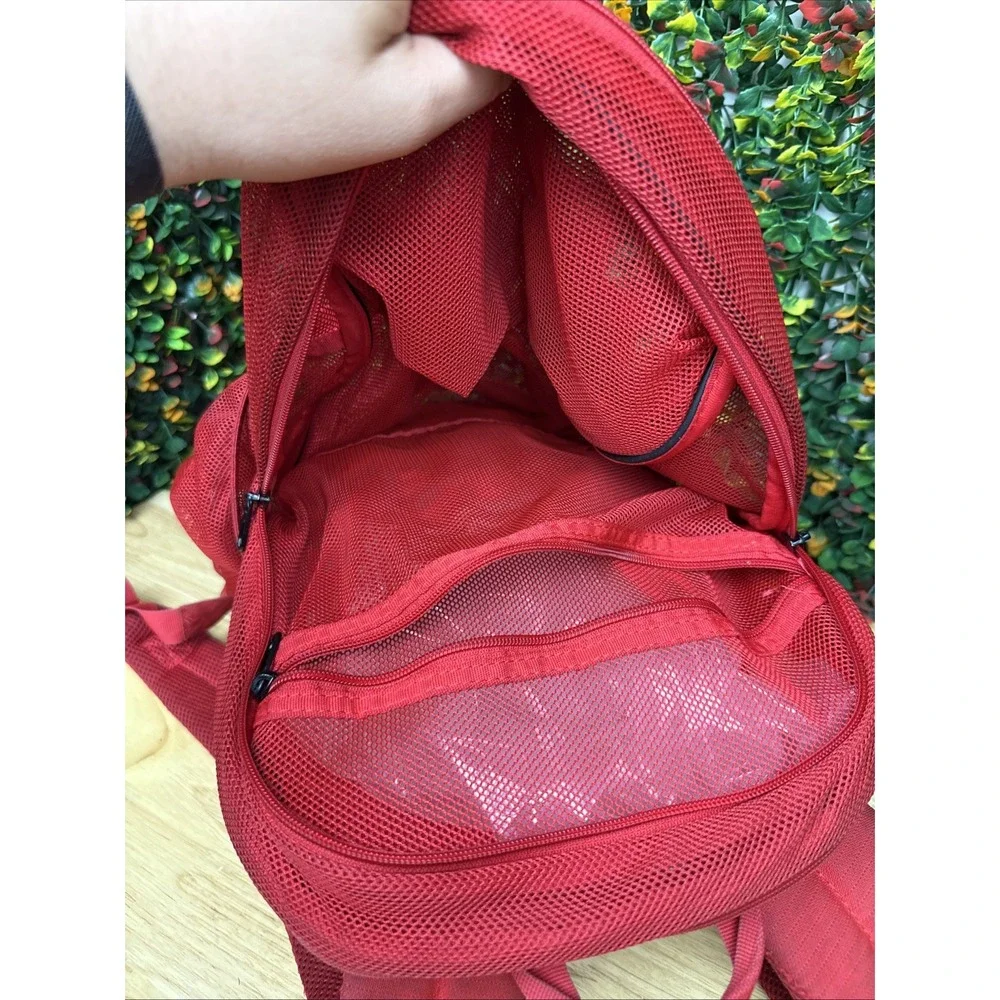 Nike Brasilia Mesh Backpack Color Sports Training Bag Swoosh BA6050-657 Red USED